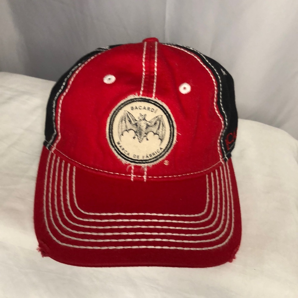 BACARDI RUM 1862 red and blue Adult Cap/Hat with adjustable strap back.